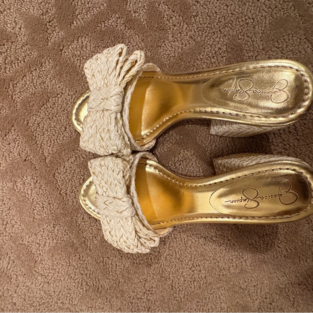 Jessica Simpson Cream Woven Mules